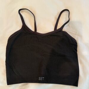 SET Active Black Ribbed Crop Top